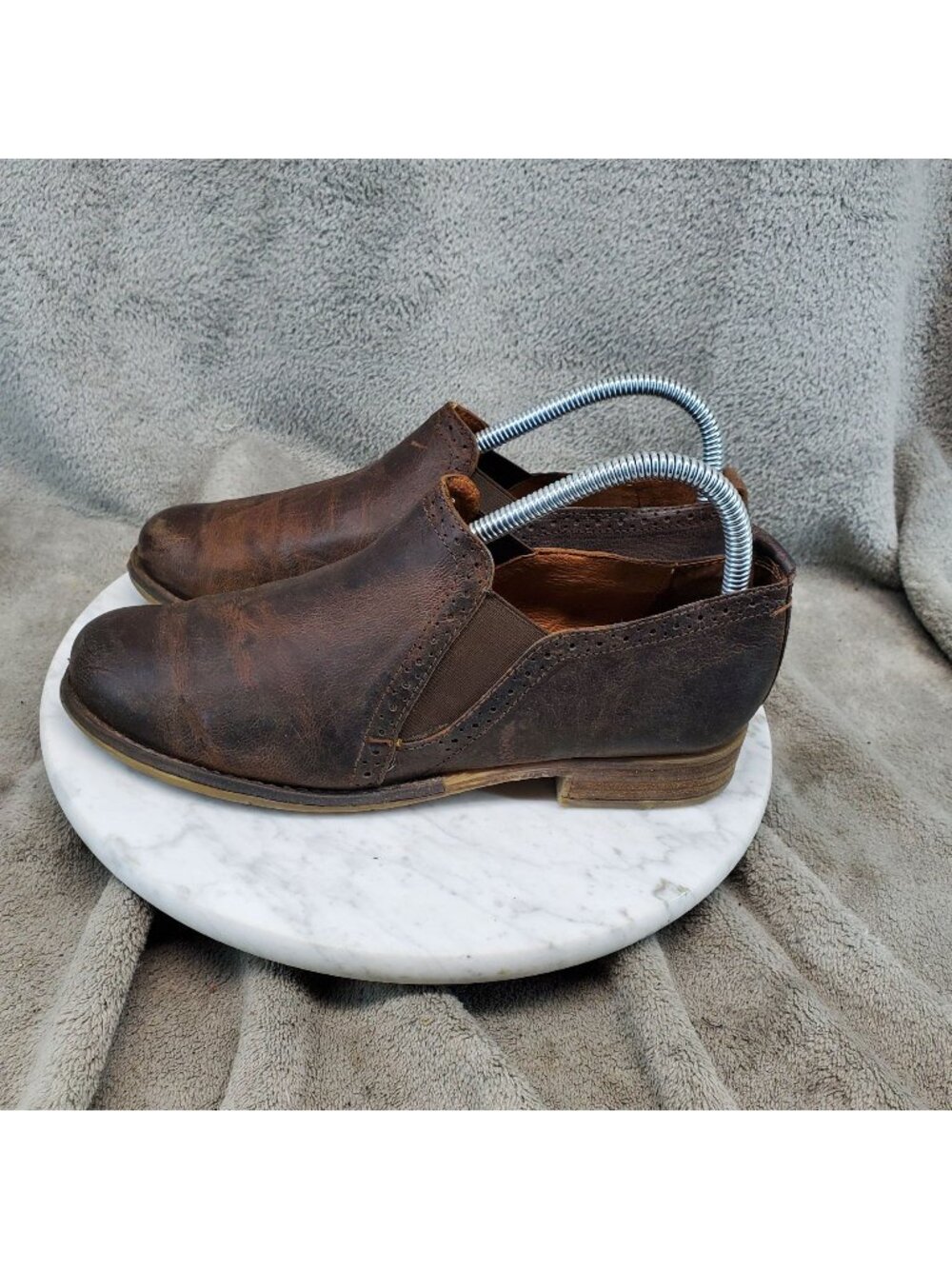 Josef Seibel Shoes Womens 7 Sienna Brown Leather Brogue Slip-On Loafer *Read*